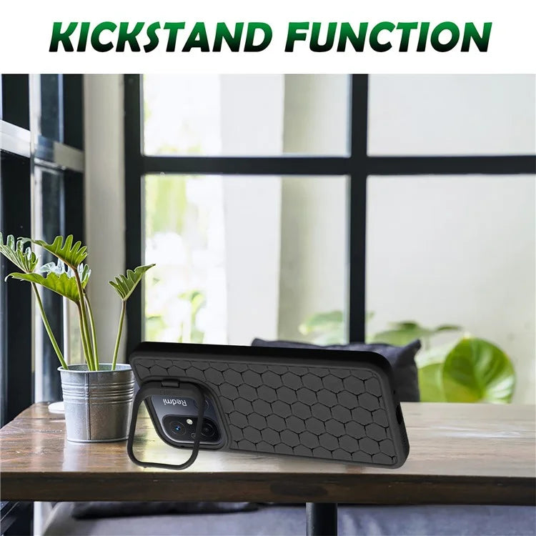 For Xiaomi Redmi 12C 4G Case Lens Frame Kickstand TPU Phone Cover Heat Dissipation