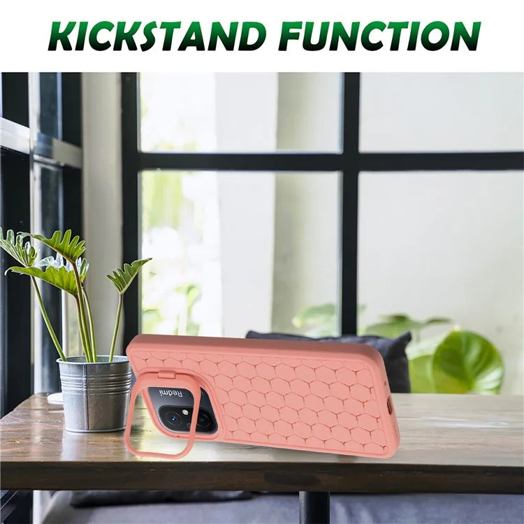 For Xiaomi Redmi 12C 4G Case Lens Frame Kickstand TPU Phone Cover Heat Dissipation