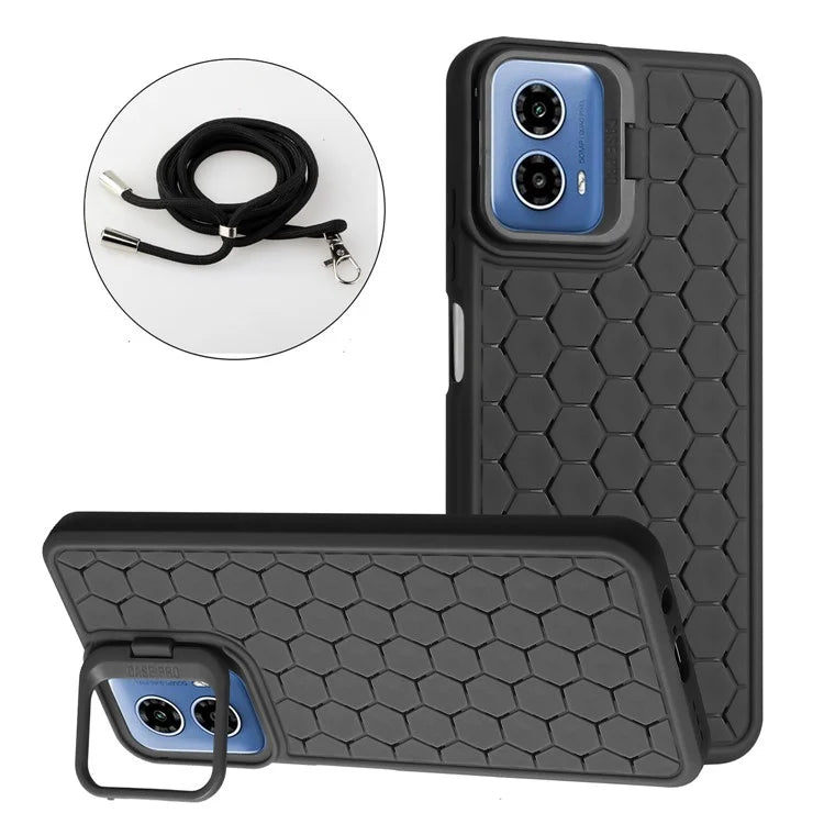 For Motorola Moto G34 5G Case TPU Phone Case with Kickstand and Lanyard