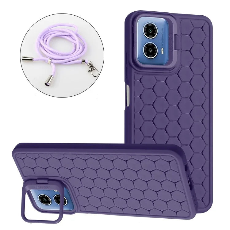 For Motorola Moto G34 5G Case TPU Phone Case with Kickstand and Lanyard