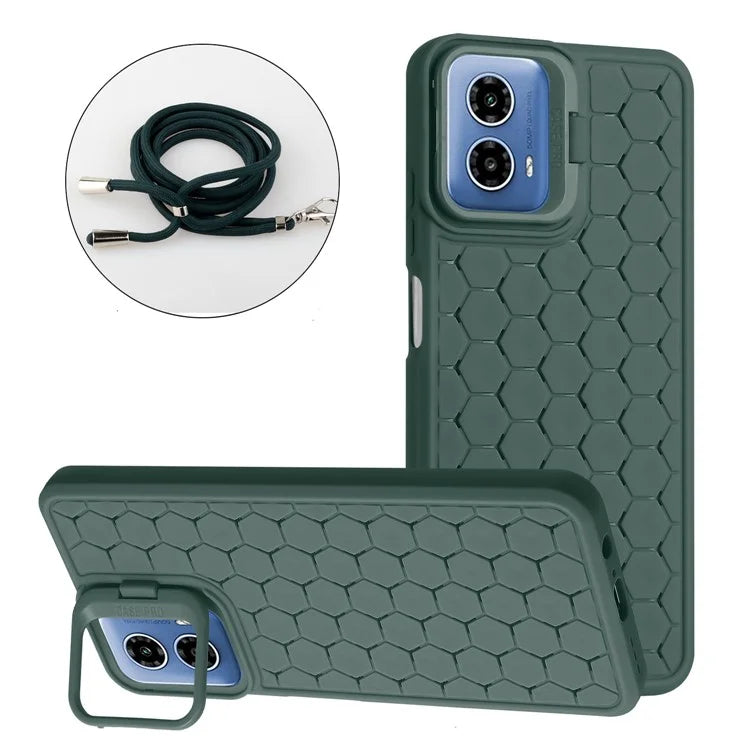 For Motorola Moto G34 5G Case TPU Phone Case with Kickstand and Lanyard