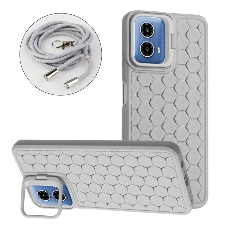 For Motorola Moto G34 5G Case TPU Phone Case with Kickstand and Lanyard