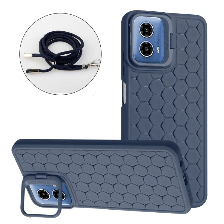 For Motorola Moto G34 5G Case TPU Phone Case with Kickstand and Lanyard