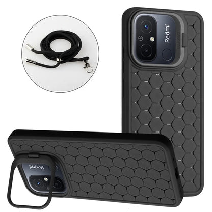 For Xiaomi Redmi 12C 4G Cell Phone Case TPU Phone Cover with Kickstand and Lanyard