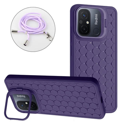 For Xiaomi Redmi 12C 4G Cell Phone Case TPU Phone Cover with Kickstand and Lanyard