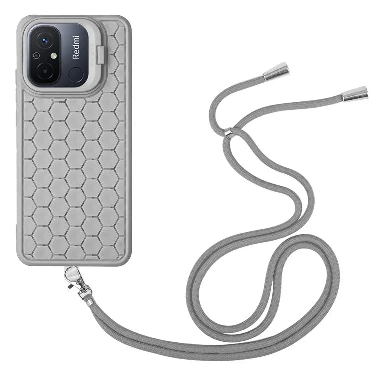For Xiaomi Redmi 12C 4G Cell Phone Case TPU Phone Cover with Kickstand and Lanyard