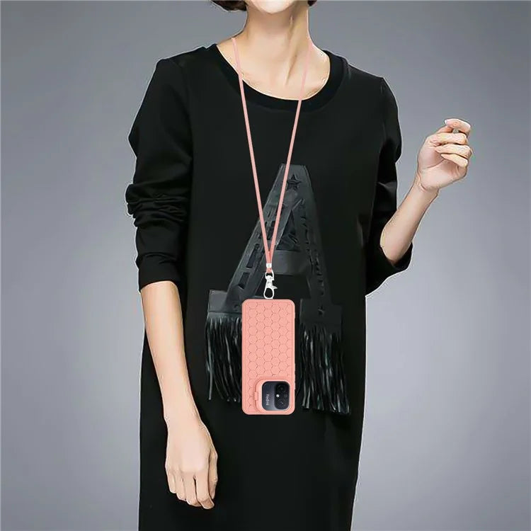 For Xiaomi Redmi 12C 4G Cell Phone Case TPU Phone Cover with Kickstand and Lanyard
