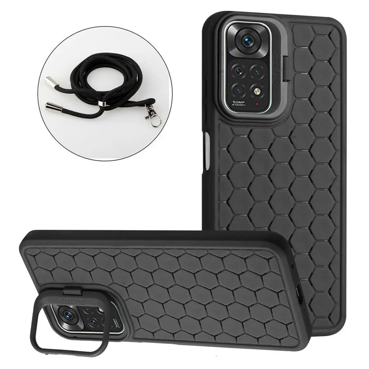 For Xiaomi Redmi Note 11 Pro 4G (Mediatek) / Note 11 Pro 5G (Qualcomm) / Note 12 Pro 4G TPU Phone Case with Kickstand+Lanyard