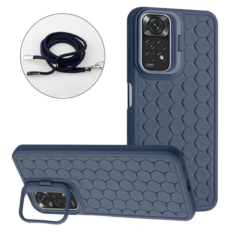 For Xiaomi Redmi Note 11 Pro 4G (Mediatek) / Note 11 Pro 5G (Qualcomm) / Note 12 Pro 4G TPU Phone Case with Kickstand+Lanyard