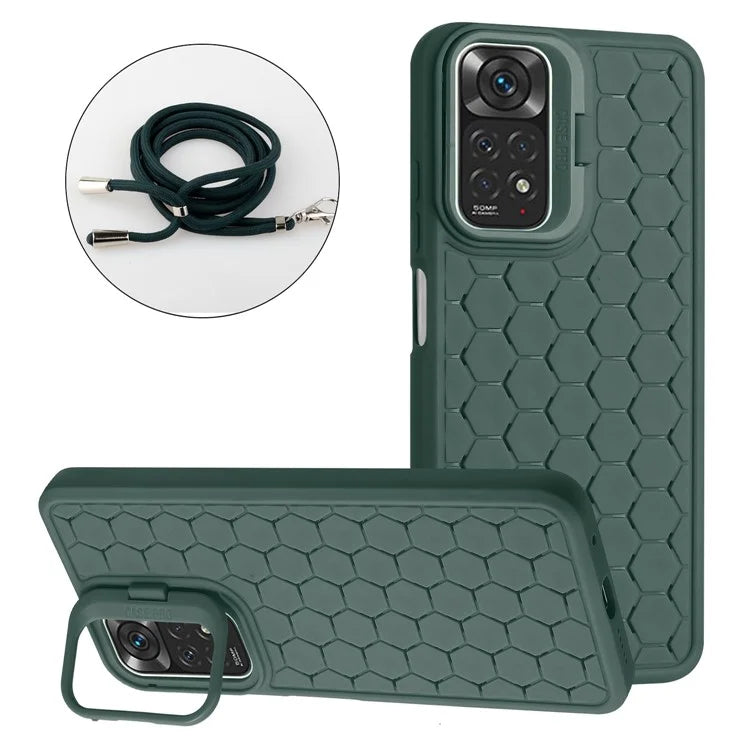 For Xiaomi Redmi Note 11 Pro 4G (Mediatek) / Note 11 Pro 5G (Qualcomm) / Note 12 Pro 4G TPU Phone Case with Kickstand+Lanyard