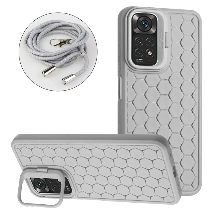 For Xiaomi Redmi Note 11 Pro 4G (Mediatek) / Note 11 Pro 5G (Qualcomm) / Note 12 Pro 4G TPU Phone Case with Kickstand+Lanyard