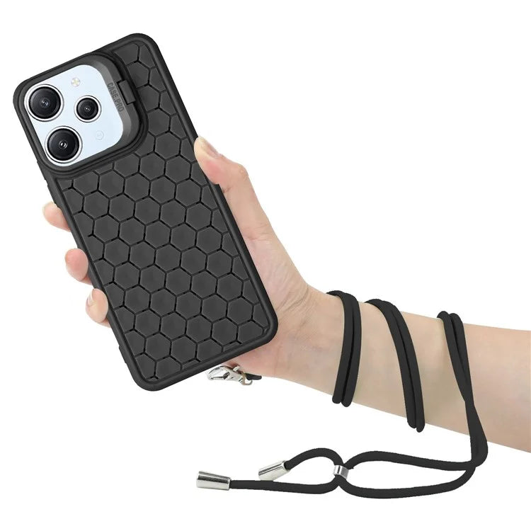 For Xiaomi Redmi 12 4G Case Soft TPU Heat Dissipation Phone Kickstand Cover with Lanyard