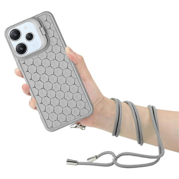For Xiaomi Redmi 12 4G Case Soft TPU Heat Dissipation Phone Kickstand Cover with Lanyard