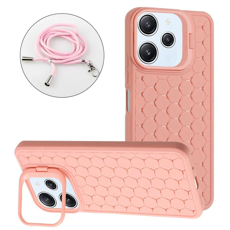 For Xiaomi Redmi 12 4G Case Soft TPU Heat Dissipation Phone Kickstand Cover with Lanyard