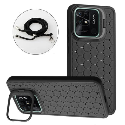 For Xiaomi Redmi 10C 4G Kickstand Case Heat Dissipation TPU Phone Cover with Lanyard