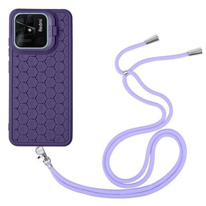 For Xiaomi Redmi 10C 4G Kickstand Case Heat Dissipation TPU Phone Cover with Lanyard