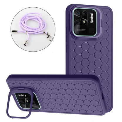 For Xiaomi Redmi 10C 4G Kickstand Case Heat Dissipation TPU Phone Cover with Lanyard