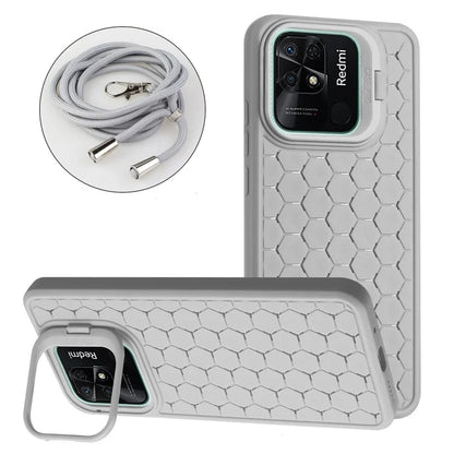 For Xiaomi Redmi 10C 4G Kickstand Case Heat Dissipation TPU Phone Cover with Lanyard
