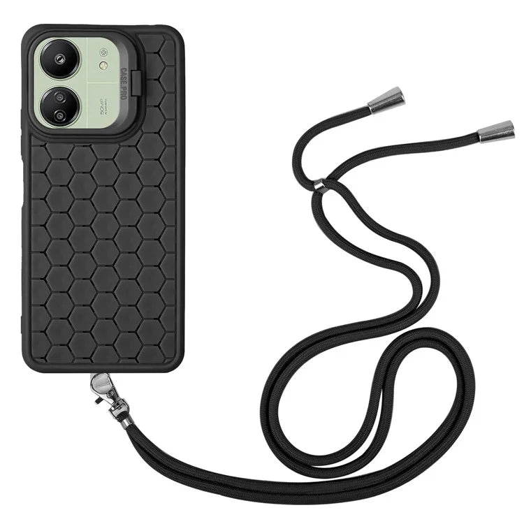 For Xiaomi Redmi 13C 4G / 5G / 13R 5G / Poco C65 4G / M6 5G Case with Lanyard TPU Phone Cover Heat Dissipation Built-In Kickstand