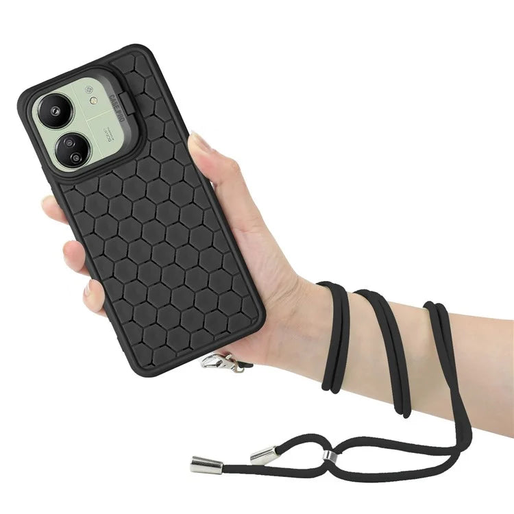 For Xiaomi Redmi 13C 4G / 5G / 13R 5G / Poco C65 4G / M6 5G Case with Lanyard TPU Phone Cover Heat Dissipation Built-In Kickstand