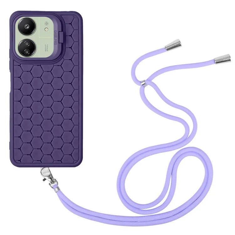 For Xiaomi Redmi 13C 4G / 5G / 13R 5G / Poco C65 4G / M6 5G Case with Lanyard TPU Phone Cover Heat Dissipation Built-In Kickstand