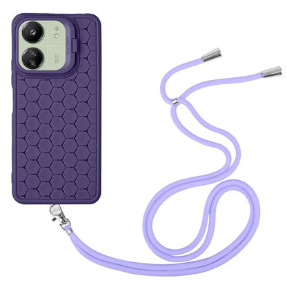 For Xiaomi Redmi 13C 4G / 5G / 13R 5G / Poco C65 4G / M6 5G Case with Lanyard TPU Phone Cover Heat Dissipation Built-In Kickstand