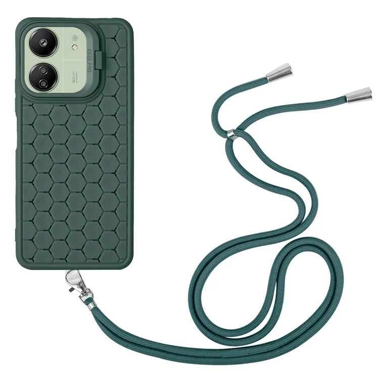 For Xiaomi Redmi 13C 4G / 5G / 13R 5G / Poco C65 4G / M6 5G Case with Lanyard TPU Phone Cover Heat Dissipation Built-In Kickstand