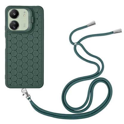 For Xiaomi Redmi 13C 4G / 5G / 13R 5G / Poco C65 4G / M6 5G Case with Lanyard TPU Phone Cover Heat Dissipation Built-In Kickstand