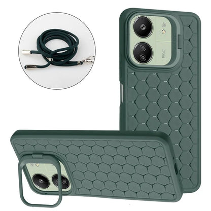 For Xiaomi Redmi 13C 4G / 5G / 13R 5G / Poco C65 4G / M6 5G Case with Lanyard TPU Phone Cover Heat Dissipation Built-In Kickstand