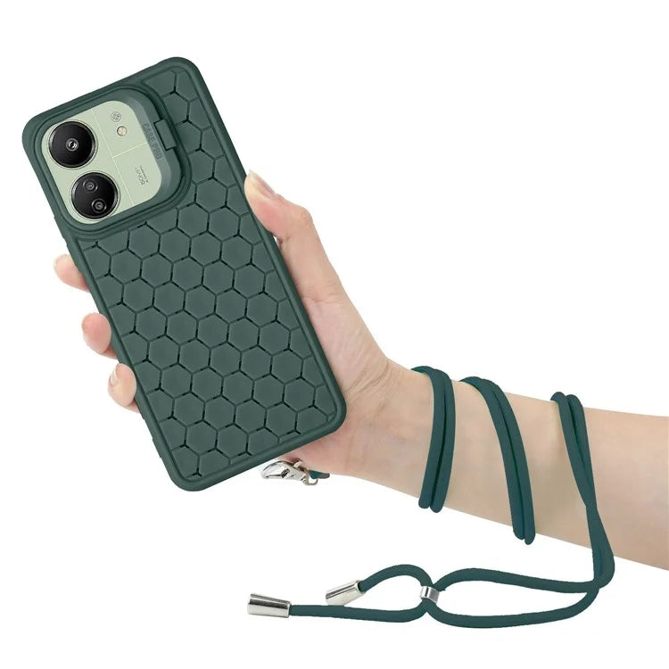 For Xiaomi Redmi 13C 4G / 5G / 13R 5G / Poco C65 4G / M6 5G Case with Lanyard TPU Phone Cover Heat Dissipation Built-In Kickstand