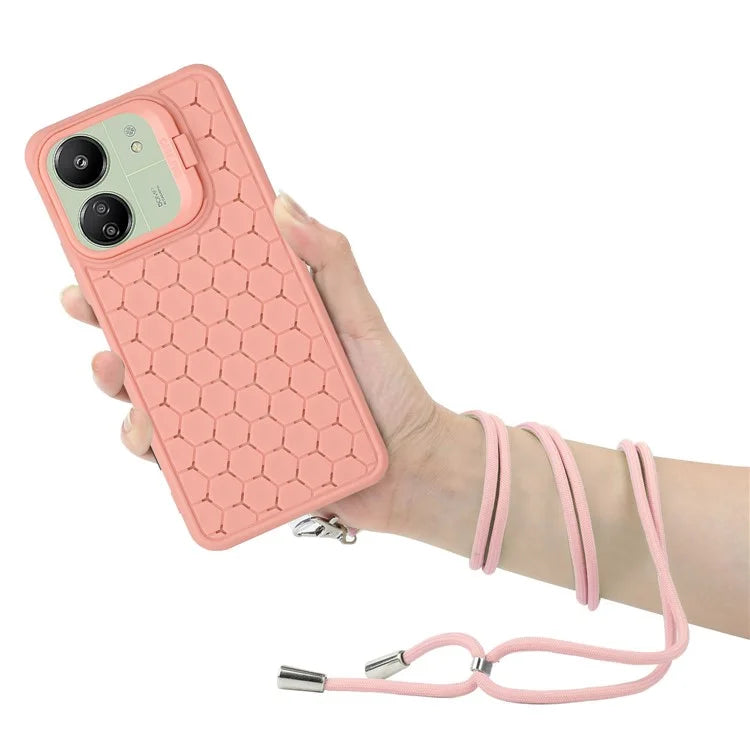For Xiaomi Redmi 13C 4G / 5G / 13R 5G / Poco C65 4G / M6 5G Case with Lanyard TPU Phone Cover Heat Dissipation Built-In Kickstand