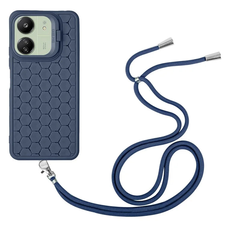 For Xiaomi Redmi 13C 4G / 5G / 13R 5G / Poco C65 4G / M6 5G Case with Lanyard TPU Phone Cover Heat Dissipation Built-In Kickstand
