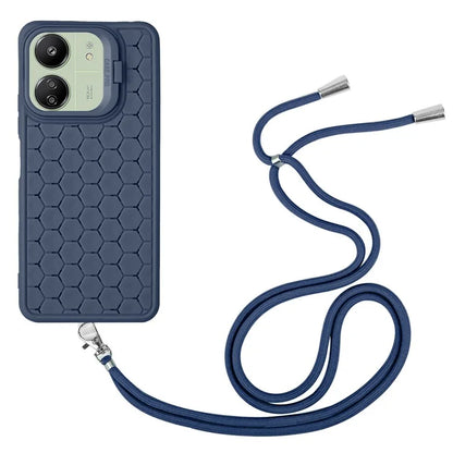 For Xiaomi Redmi 13C 4G / 5G / 13R 5G / Poco C65 4G / M6 5G Case with Lanyard TPU Phone Cover Heat Dissipation Built-In Kickstand