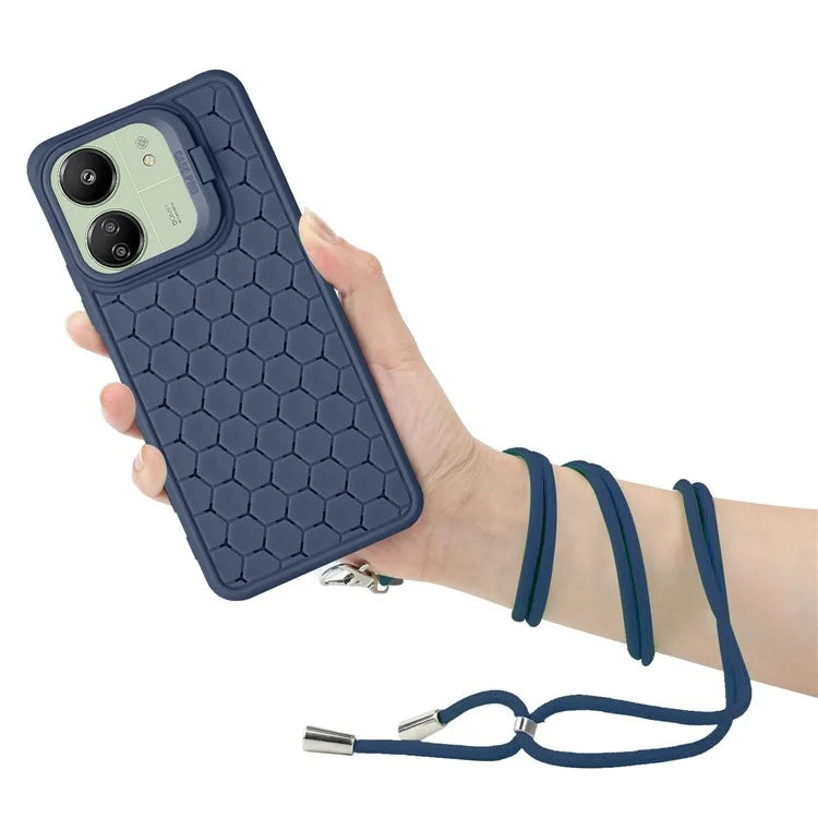 For Xiaomi Redmi 13C 4G / 5G / 13R 5G / Poco C65 4G / M6 5G Case with Lanyard TPU Phone Cover Heat Dissipation Built-In Kickstand