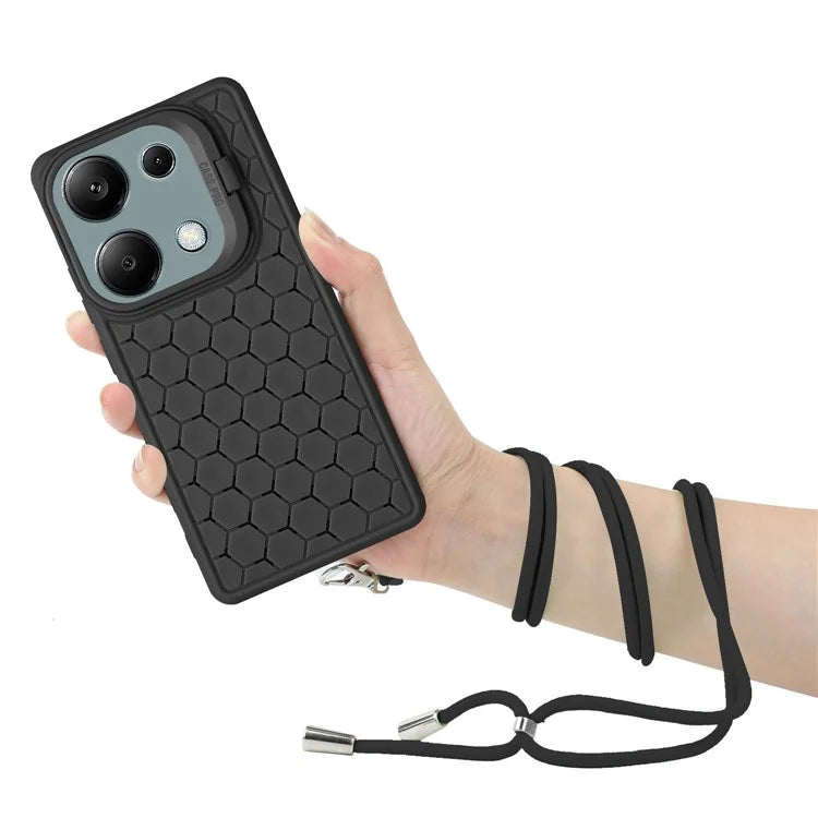 For Xiaomi Redmi Note 13 Pro 4G / Poco M6 Pro 4G Case Heat Dissipation TPU Kickstand Cover with Lanyard