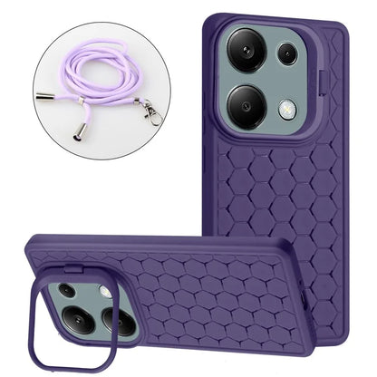 For Xiaomi Redmi Note 13 Pro 4G / Poco M6 Pro 4G Case Heat Dissipation TPU Kickstand Cover with Lanyard