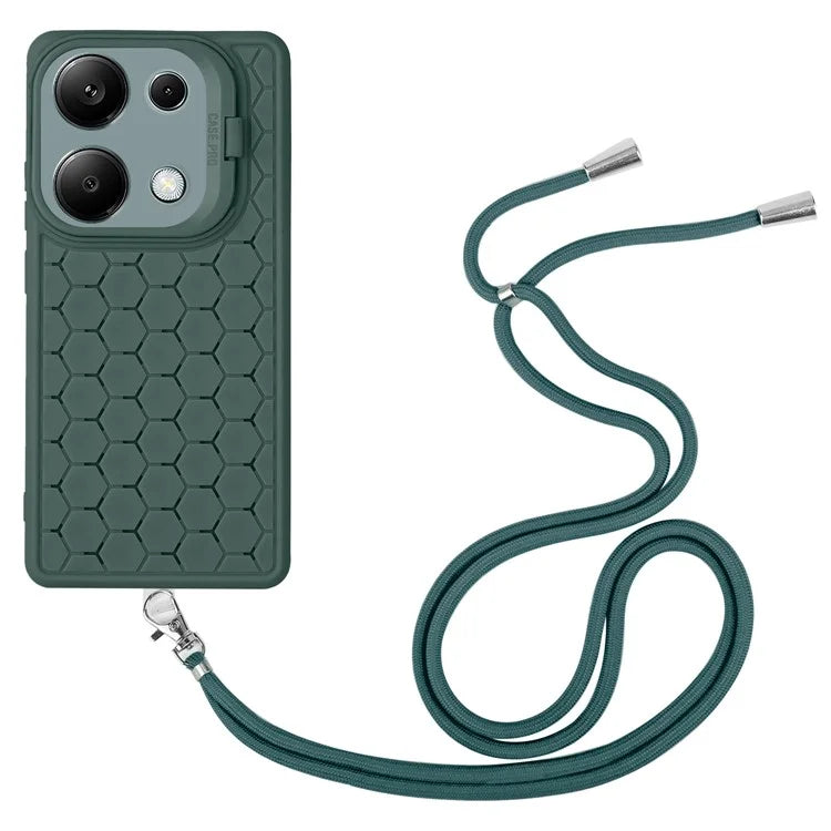 For Xiaomi Redmi Note 13 Pro 4G / Poco M6 Pro 4G Case Heat Dissipation TPU Kickstand Cover with Lanyard