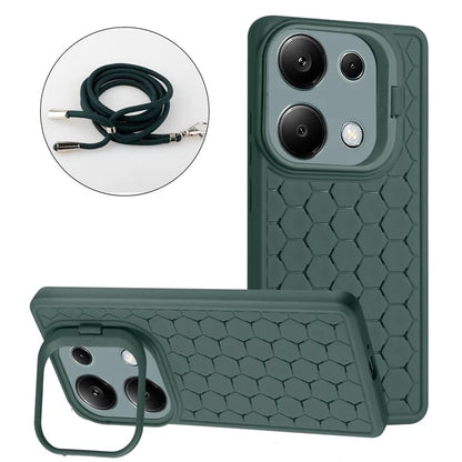 For Xiaomi Redmi Note 13 Pro 4G / Poco M6 Pro 4G Case Heat Dissipation TPU Kickstand Cover with Lanyard