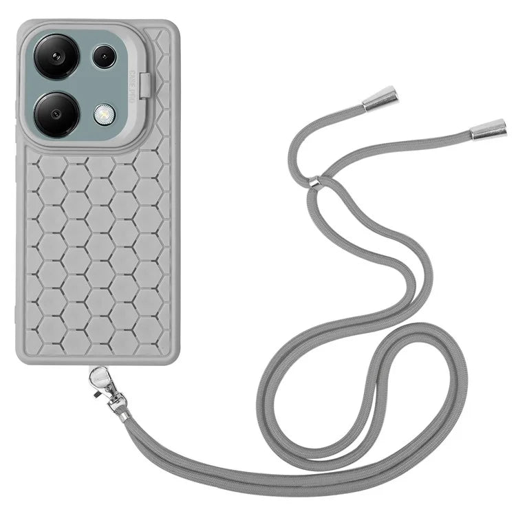 For Xiaomi Redmi Note 13 Pro 4G / Poco M6 Pro 4G Case Heat Dissipation TPU Kickstand Cover with Lanyard