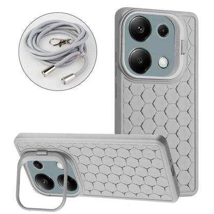 For Xiaomi Redmi Note 13 Pro 4G / Poco M6 Pro 4G Case Heat Dissipation TPU Kickstand Cover with Lanyard
