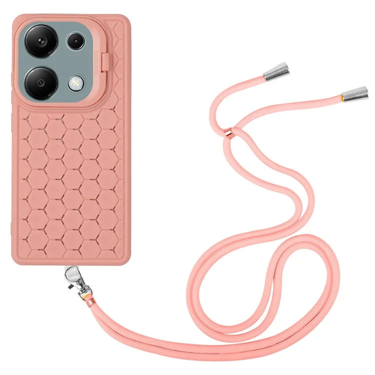 For Xiaomi Redmi Note 13 Pro 4G / Poco M6 Pro 4G Case Heat Dissipation TPU Kickstand Cover with Lanyard