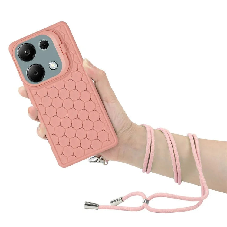 For Xiaomi Redmi Note 13 Pro 4G / Poco M6 Pro 4G Case Heat Dissipation TPU Kickstand Cover with Lanyard