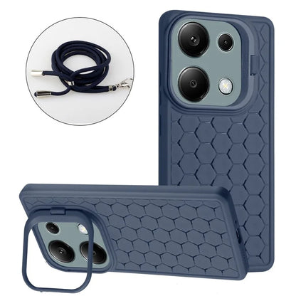 For Xiaomi Redmi Note 13 Pro 4G / Poco M6 Pro 4G Case Heat Dissipation TPU Kickstand Cover with Lanyard