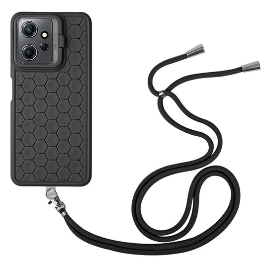 For Xiaomi Redmi Note 12 4G Case Heat Dissipation Lens Frame Kickstand TPU Phone Cover with Lanyard