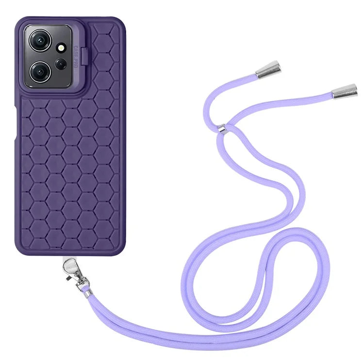 For Xiaomi Redmi Note 12 4G Case Heat Dissipation Lens Frame Kickstand TPU Phone Cover with Lanyard