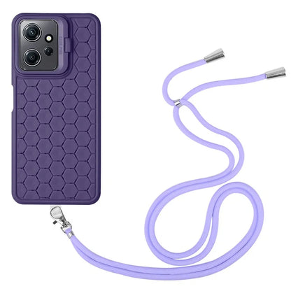 For Xiaomi Redmi Note 12 4G Case Heat Dissipation Lens Frame Kickstand TPU Phone Cover with Lanyard