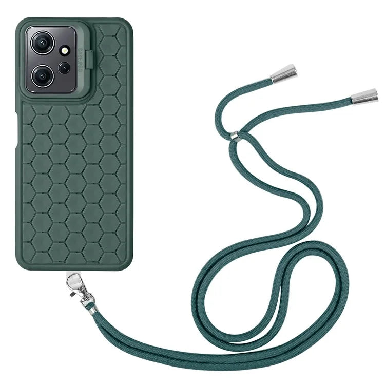 For Xiaomi Redmi Note 12 4G Case Heat Dissipation Lens Frame Kickstand TPU Phone Cover with Lanyard