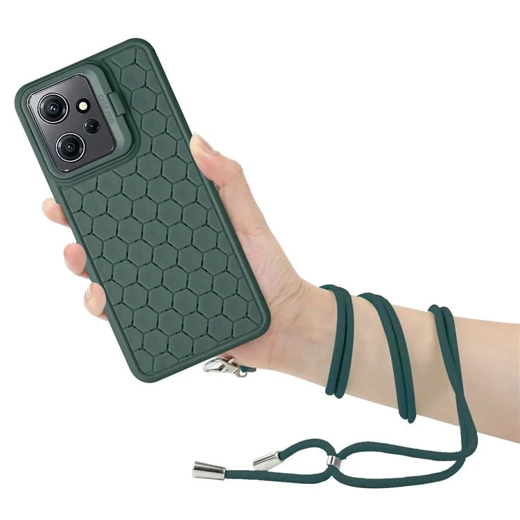 For Xiaomi Redmi Note 12 4G Case Heat Dissipation Lens Frame Kickstand TPU Phone Cover with Lanyard