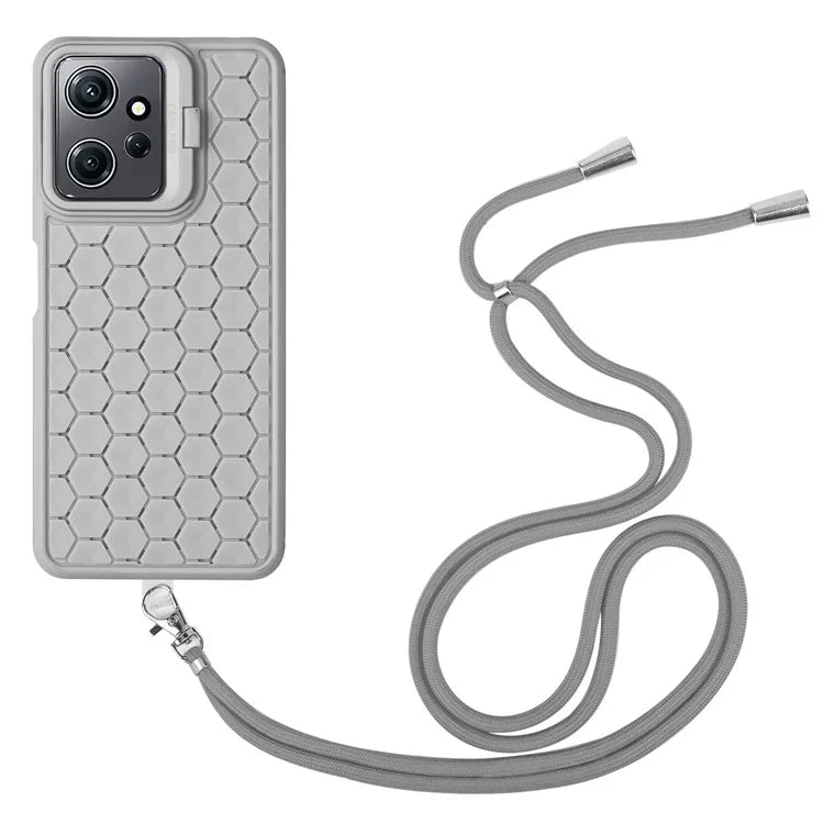 For Xiaomi Redmi Note 12 4G Case Heat Dissipation Lens Frame Kickstand TPU Phone Cover with Lanyard