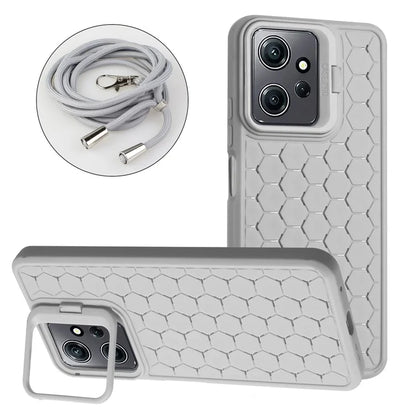 For Xiaomi Redmi Note 12 4G Case Heat Dissipation Lens Frame Kickstand TPU Phone Cover with Lanyard